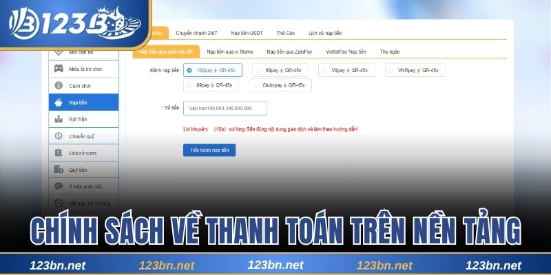Chính sách về thanh toán trên nền tảng