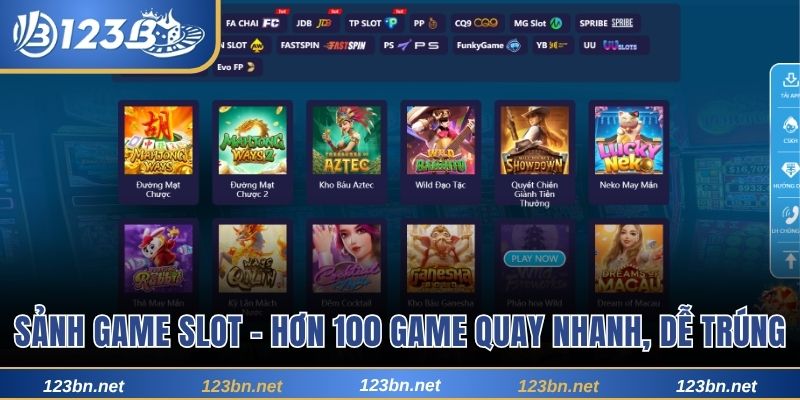 Sảnh game slot – Hơn 100 game quay nhanh, dễ trúng