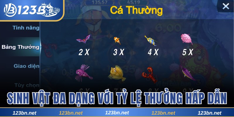 Sinh vật đa dạng với tỷ lệ thưởng hấp dẫn