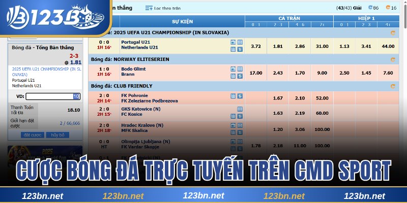 Tham gia cược bóng đá trực tuyến trên CMD Sport